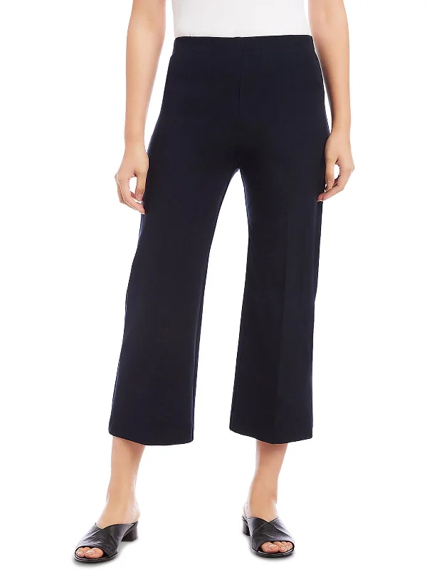 Womens High Rise Wide Leg Cropped Pants