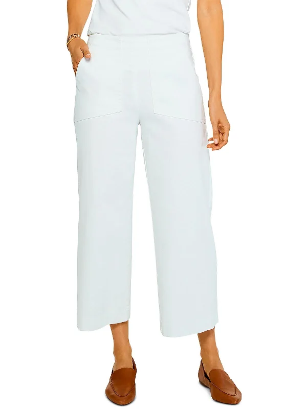 Womens High Rise Wide Leg Cropped Pants