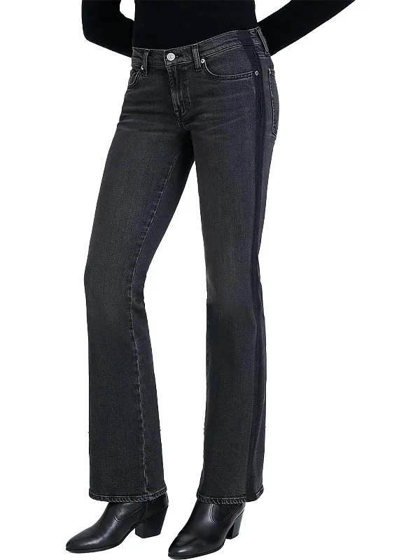 Womens Low-Rise Whisker Wash Bootcut Jeans