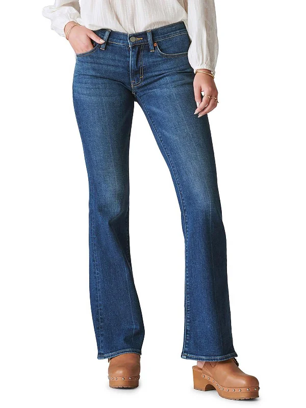 Womens Mid-Rise Dark Wash Flare Jeans