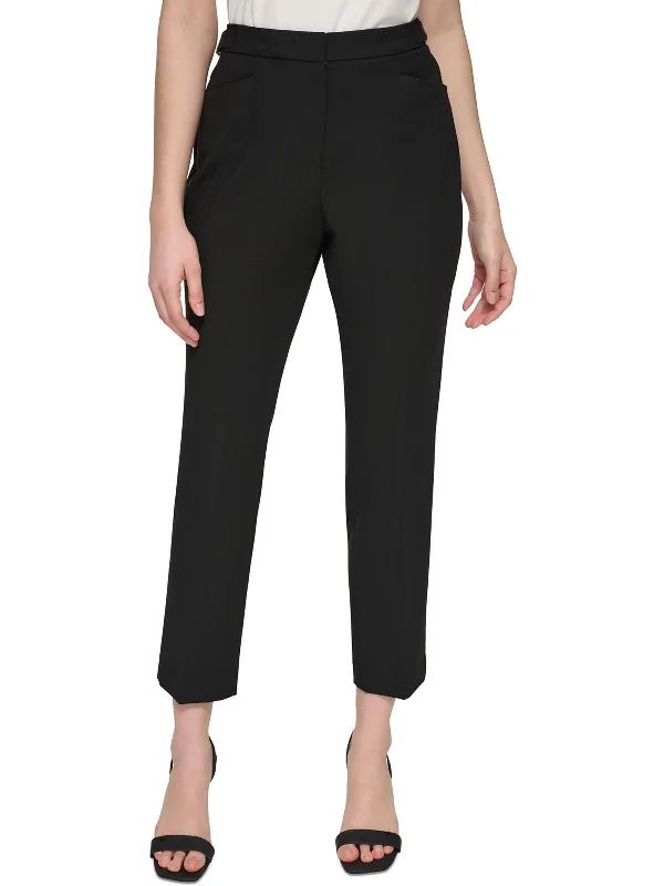 Womens Mid-Rise Solid Ankle Pants