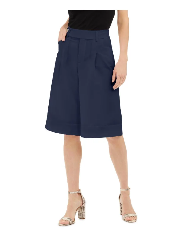 Womens Pleat Front High Rise Wide Leg Pants