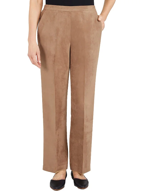 Womens Pocket Polyester Straight Leg Pants