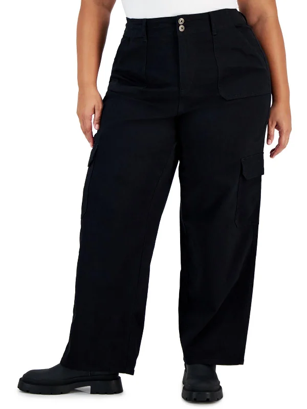 Womens Relaxed Fit Wide Leg Cargo Pants