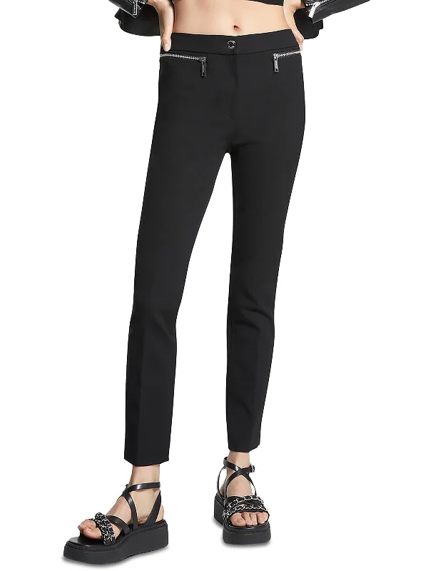 Womens Straight Leg High Rise Ankle Pants